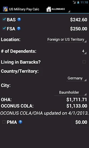 US Military Pay Calc Screenshot 3