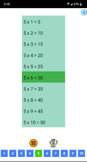 Multiplication tables by voice Screenshot 2