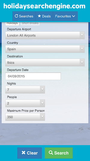 Holiday Search Engine Screenshot 0