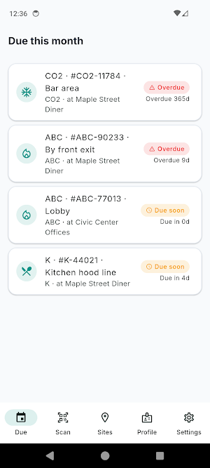 Extinguisher Inspection Log Screenshot 0