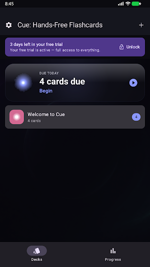 Cue: Hands-Free Flashcards Screenshot 0