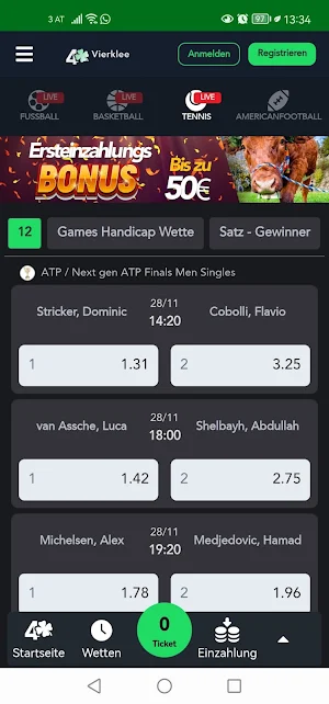 Vierklee Sportwetten App Screenshot 1