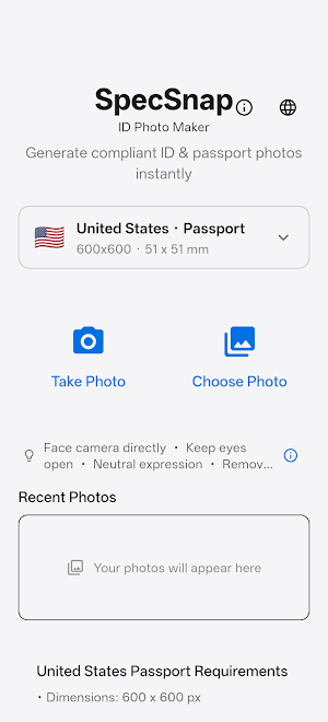 SpecSnap: Passport & ID Photo Screenshot 1