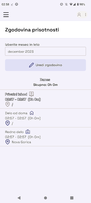 Evidenca delovnega časa Screenshot 3