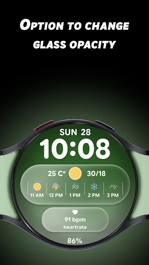 Glass Weather 2 - Watch face Screenshot 2