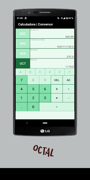 Binary, decimal, hexadecimal, octal calculator Screenshot 2