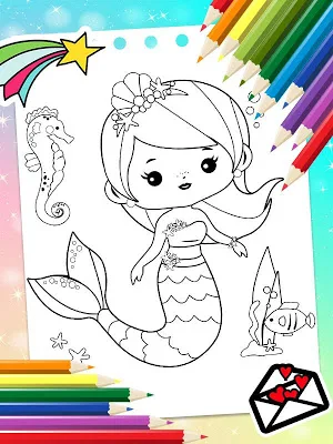Mermaid Princess Coloring Book screenshot 2