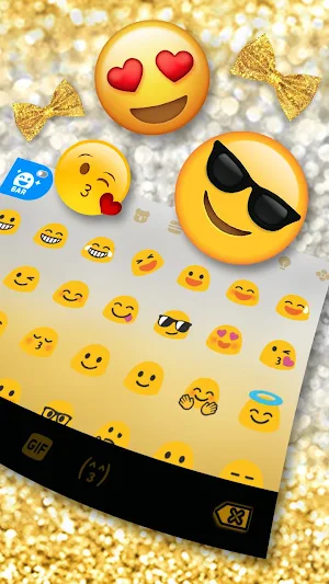 Gold Bowknot Glitter Keyboard Theme Screenshot 2