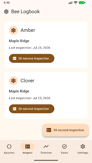 Bee Logbook Screenshot 1