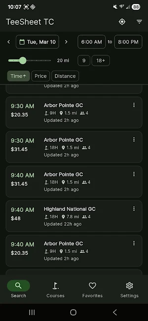 TeeSheet TC Screenshot 1