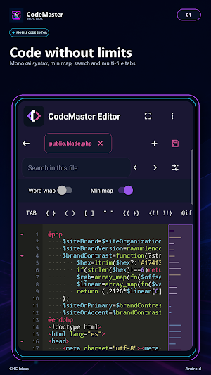 CodeMaster: Mobile Code Editor Screenshot 0