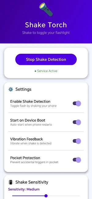 Shake Torch: Compass & Strobe Screenshot 0