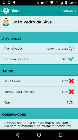 Diário Escola Pais EI Screenshot 2