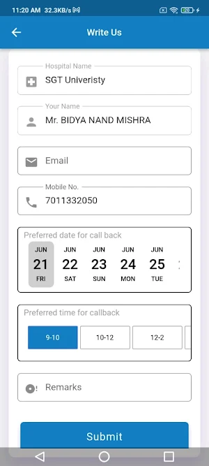 SGT Hospital Patient App Screenshot 0