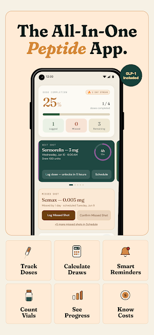 PepCue: Peptide & GLP1 Tracker Screenshot 1