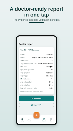 Upright – POTS Symptom Tracker Screenshot 2