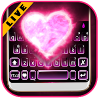 Pink Neon Heart 2 Keyboard Theme