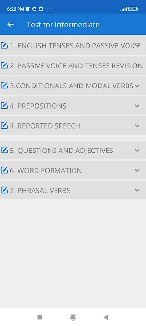 English Grammar Quiz Test App Screenshot 2