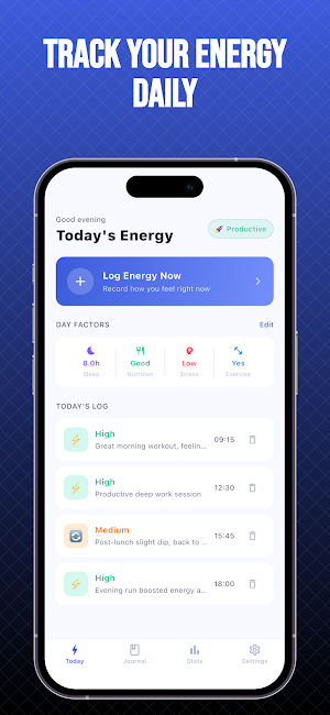 Daily Energy Level Log Screenshot 0