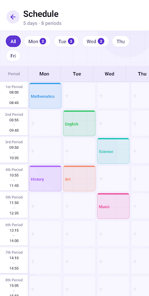 Skolara: Class Schedule Grid Screenshot 1