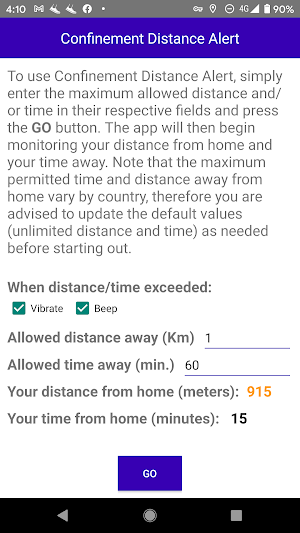 Confinement Distance Alert screenshot 3