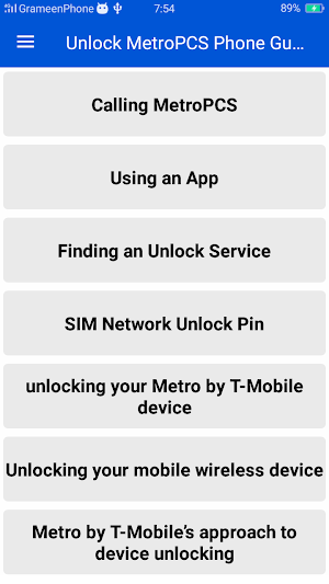 Unlock MetroPCS Phone Guide Screenshot 0