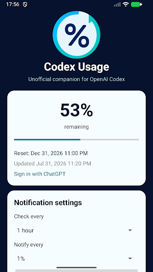 Codex Usage Monitor Screenshot 0