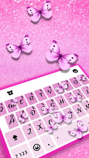 Pink Glitter Butterfly Keyboard Theme Screenshot 0