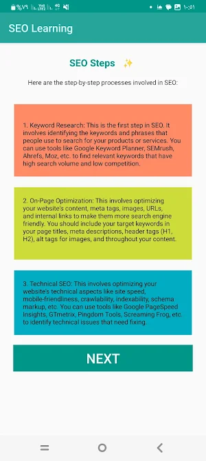 SEO Learning Screenshot 1
