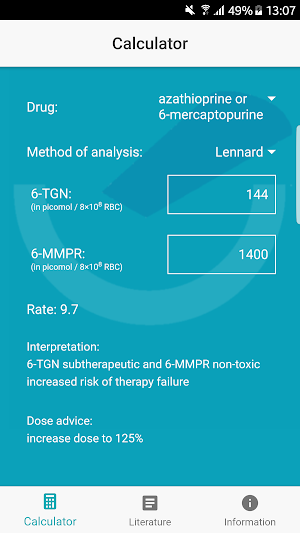 Thiopurine Calculator EN Screenshot 0
