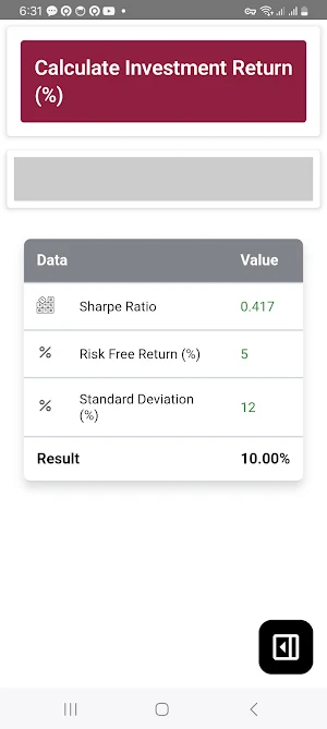 Sharpe Calculator Screenshot 3