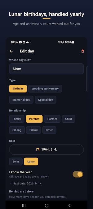 Life Alarm - Birthday Reminder Screenshot 3