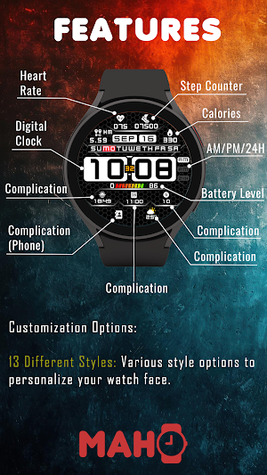 MAHO017 Wear OS Watch Face Screenshot 1