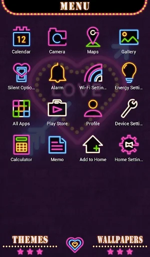 Neon Cupid Heart Theme +HOME Screenshot 1