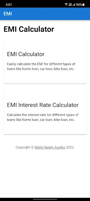 EMI Interest Rate Calculator Screenshot 0