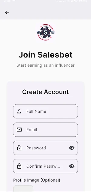 SalesBets Influencer App Screenshot 1