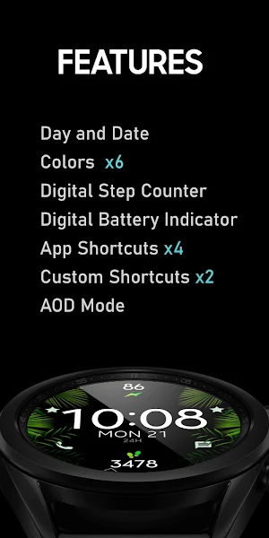 Tropical Leaves Watch Face Screenshot 2