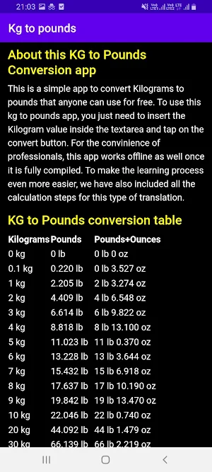 Kilograms to Pounds (KG to LB) Screenshot 2