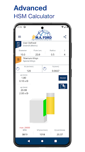 M.A. Ford Machining Calculator Screenshot 0