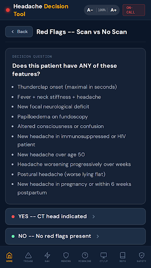 Headache Decision Tool Screenshot 2