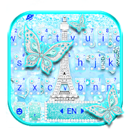 Blue Paris Butterfly Keyboard Theme