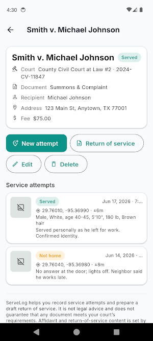 ServeLog: Process Server Log Screenshot 2