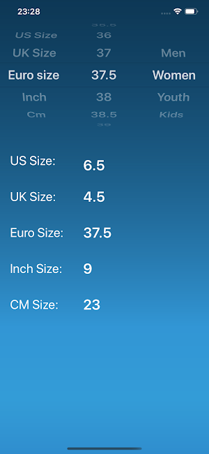Shoe Size Converter Screenshot 1