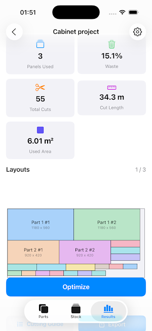 cut lists optimizer - mdf cut Screenshot 1