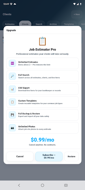 Job Estimator for Contractors Screenshot 2