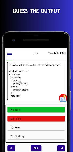 C Programming Quiz Screenshot 1