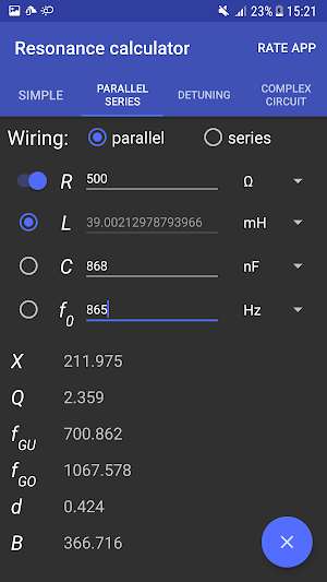 Resonance Calculator Screenshot 1
