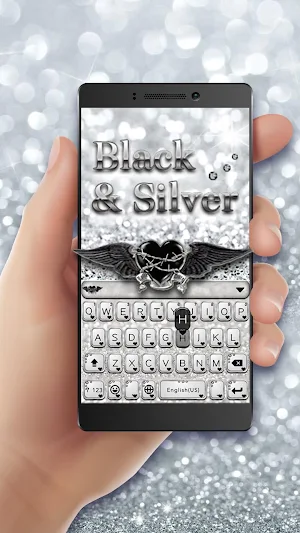 BlackandSliver Keyboard Theme Screenshot 1