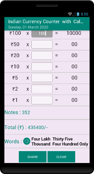 Indian Currency Counter Screenshot 2