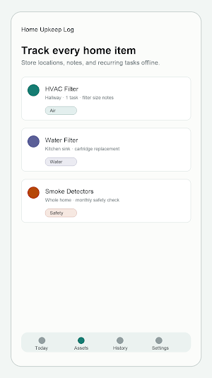 Home Upkeep Log Screenshot 1